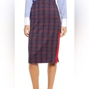 Tommy Hilfiger Red and Blue Plaid Pencil Skirt